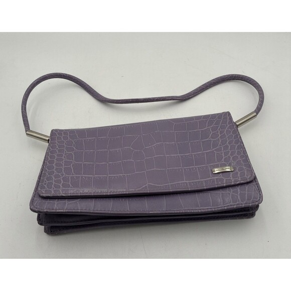 Nine West Lavender Faux Croc Embossed Mini Shoulder Bag, - Picture 1 of 10